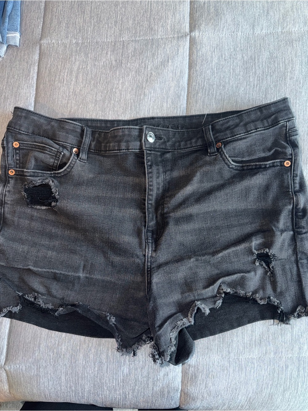 American Eagle Outfitters Black Distressed Denim Cutoff Shorts